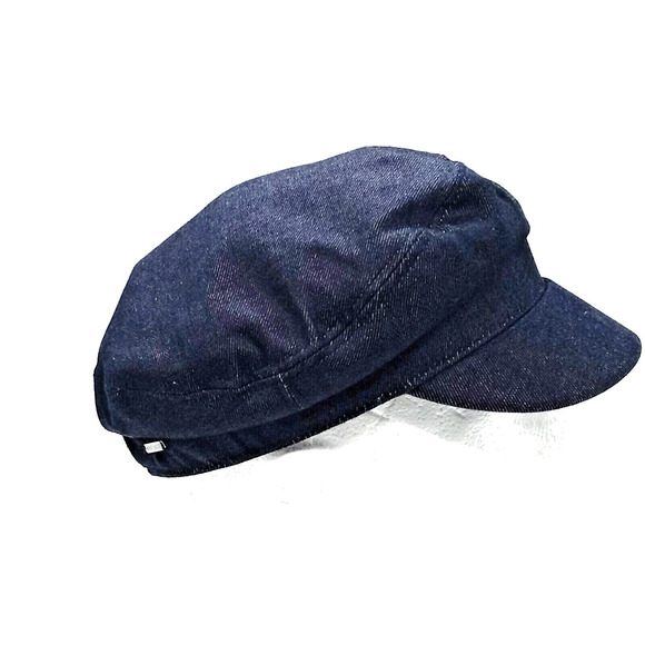 Nine West Fiddler Cap Newsboy Hat Strech Size Small/Medium Dark Blue Cabbie - Picture 2 of 8